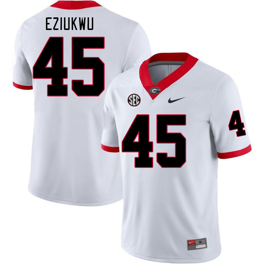 Georgia Bulldogs #45 Austine Eziukwu College Football Jerseys Stitched-White